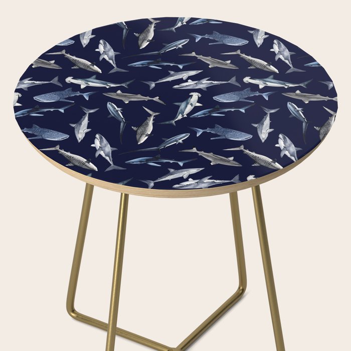 SHARKS PATTERN (NAVY BLUE) Side Table Gallery Image 2