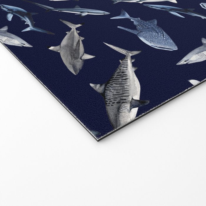 SHARKS PATTERN (NAVY BLUE) Welcome Mat Gallery Image 2
