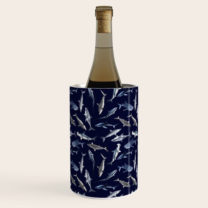 SHARKS PATTERN (NAVY BLUE) Wine Chiller Gallery Image 3
