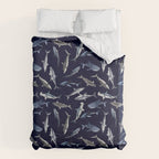 SHARKS PATTERN (NAVY BLUE) Duvet Cover Gallery Image 6