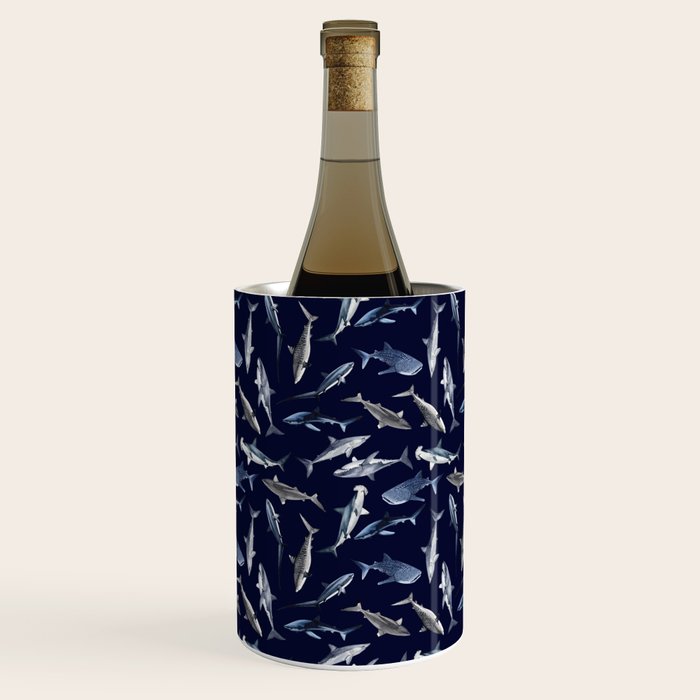 SHARKS PATTERN (NAVY BLUE) Wine Chiller Gallery Image 2