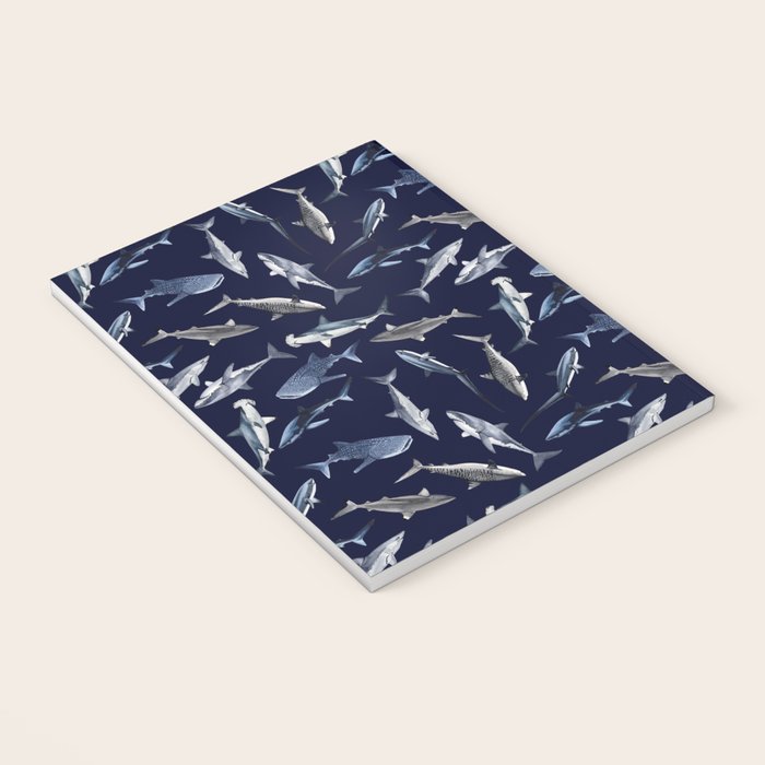 SHARKS PATTERN (NAVY BLUE) Notebook Gallery Image 3