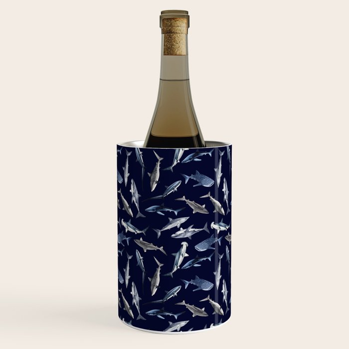 SHARKS PATTERN (NAVY BLUE) Wine Chiller Gallery Image 1
