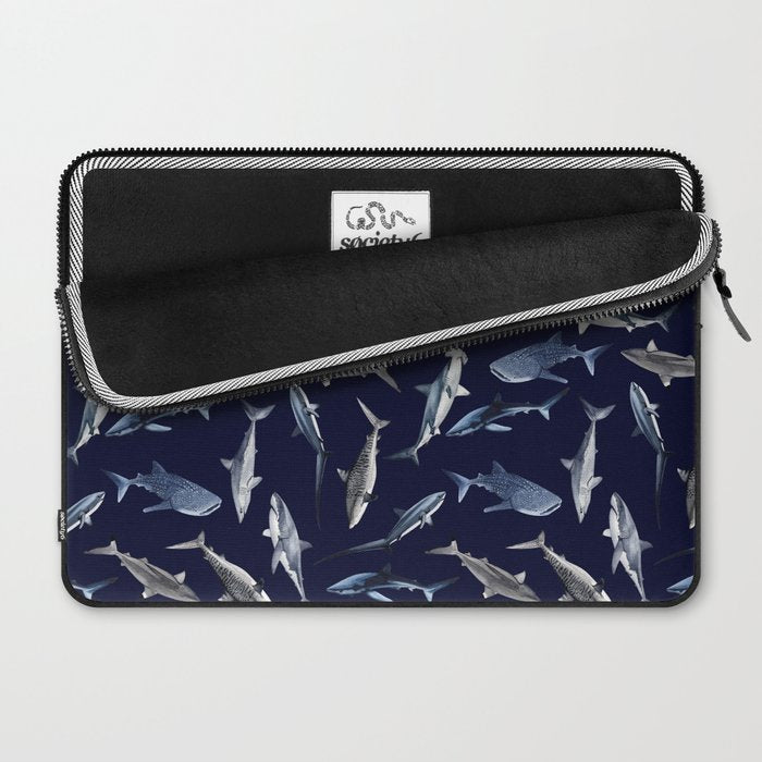 SHARKS PATTERN (NAVY BLUE) Laptop Sleeve Gallery Image 2