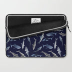 SHARKS PATTERN (NAVY BLUE) Laptop Sleeve Gallery Image 2