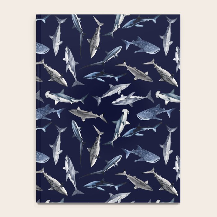 SHARKS PATTERN (NAVY BLUE) Notebook Gallery Image 4
