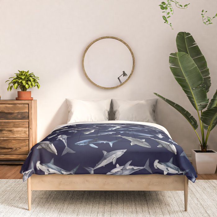SHARKS PATTERN (NAVY BLUE) Comforter Gallery Image 3