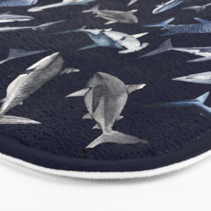 SHARKS PATTERN (NAVY BLUE) Bath Mat Gallery Image 3