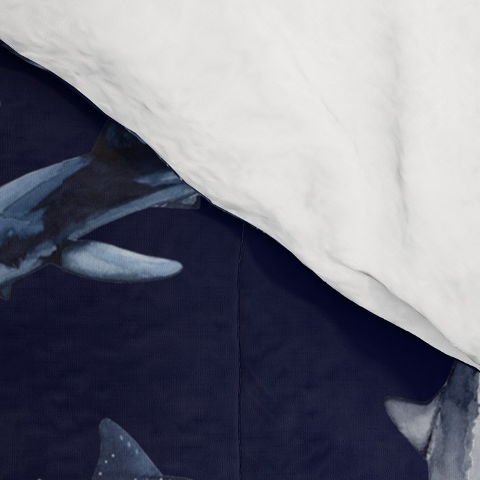 SHARKS PATTERN (NAVY BLUE) Comforter Gallery Image 4