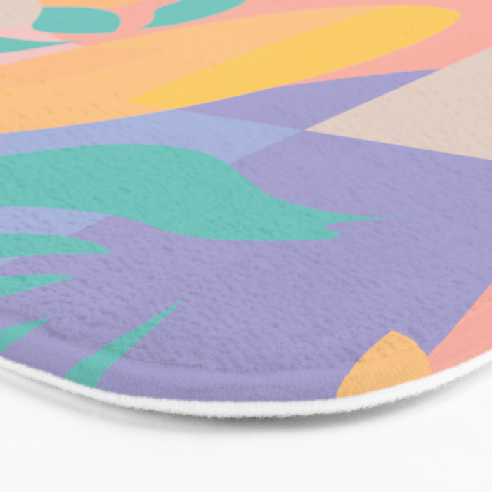 Lemons in Amalfi / Abstract shapes, Pink, Turquoise, Yellow, Lavender Bath Mat Gallery Image 3