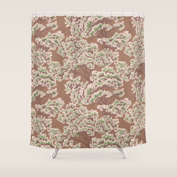 UMBRIA WARM WOODS Inspired by PANTONE 17 1230 Mocha Mousse Shower Curtain Gallery Image 1
