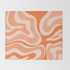 Modern Retro Liquid Swirl Abstract in Tangerine Orange Throw Blanket Gallery Image 2
