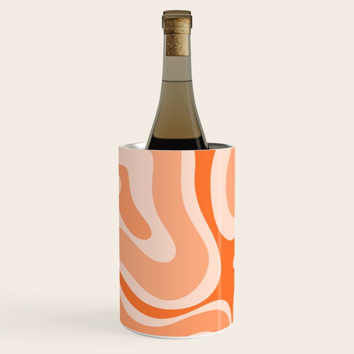 Modern Retro Liquid Swirl Abstract in Tangerine Orange Wine Chiller Gallery Image 1