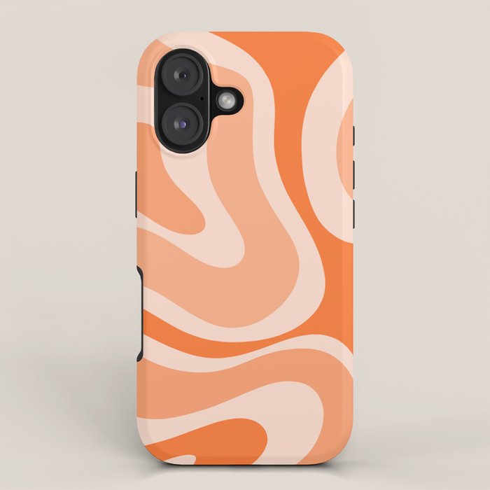 Modern Retro Liquid Swirl Abstract in Tangerine Orange iPhone Case Gallery Image 1
