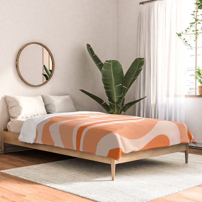 Modern Retro Liquid Swirl Abstract in Tangerine Orange Comforter Gallery Image 2