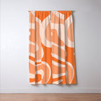 Modern Retro Liquid Swirl Abstract in Tangerine Orange Window Curtain Gallery Image 3