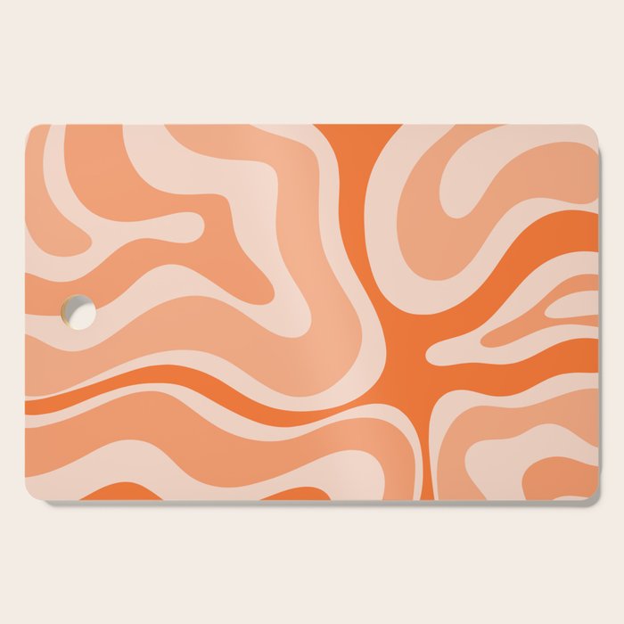 Modern Retro Liquid Swirl Abstract in Tangerine Orange Cutting Board Gallery Image 1