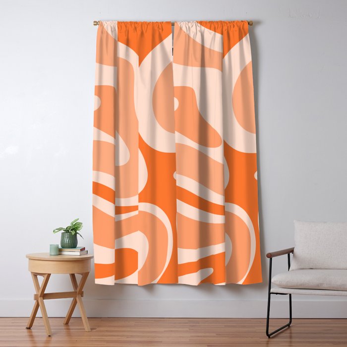Modern Retro Liquid Swirl Abstract in Tangerine Orange Window Curtain Gallery Image 5