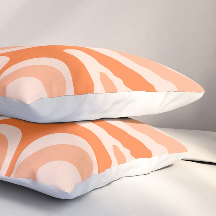 Modern Retro Liquid Swirl Abstract in Tangerine Orange Pillow Sham Gallery Image 3