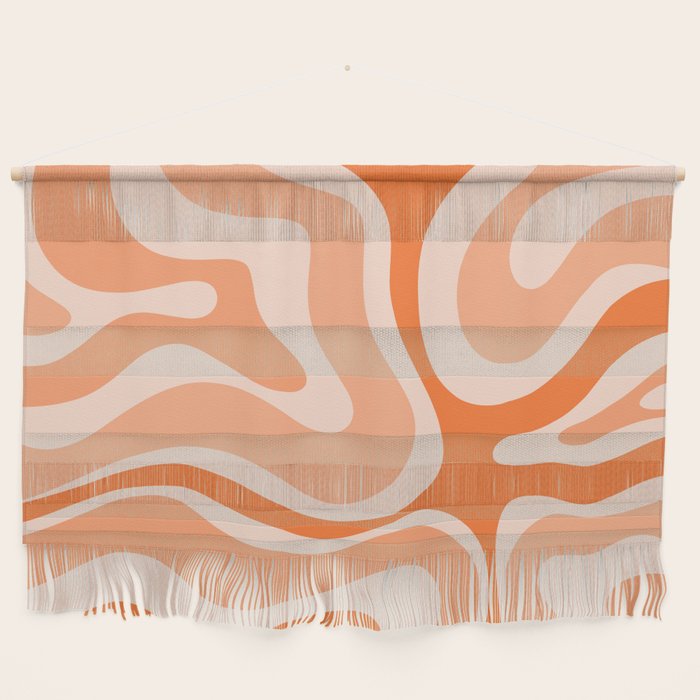 Modern Retro Liquid Swirl Abstract in Tangerine Orange Wall Hanging Gallery Image 1