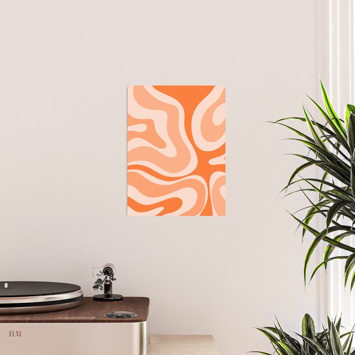 Modern Retro Liquid Swirl Abstract in Tangerine Orange Poster Gallery Image 2
