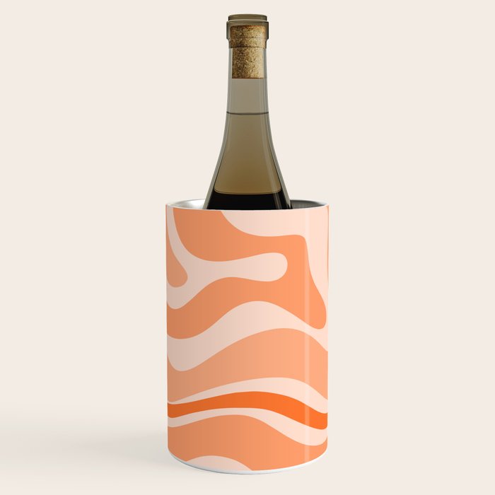 Modern Retro Liquid Swirl Abstract in Tangerine Orange Wine Chiller Gallery Image 2