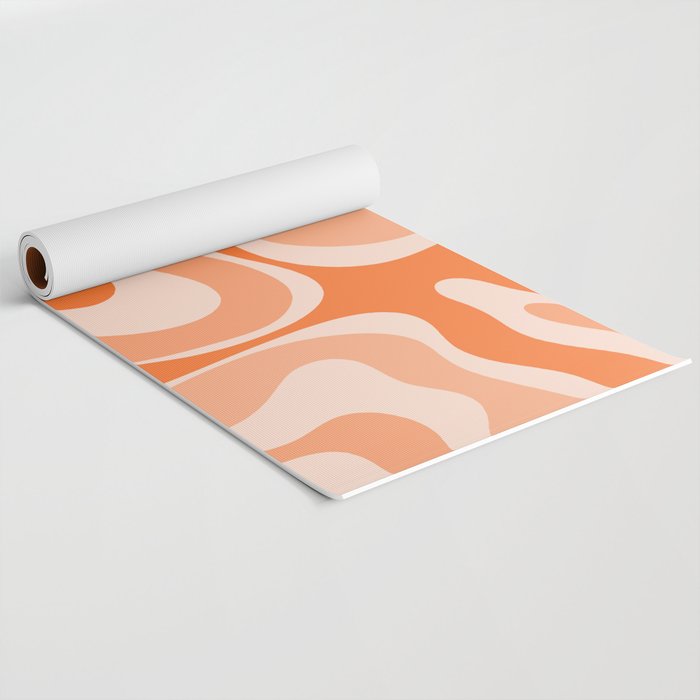 Modern Retro Liquid Swirl Abstract in Tangerine Orange Yoga Mat Gallery Image 2