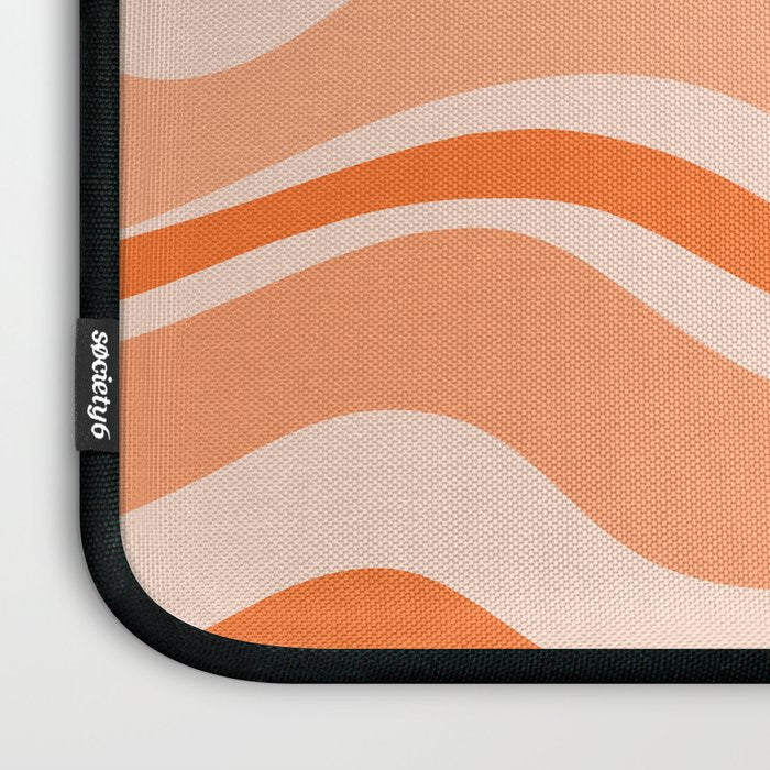 Modern Retro Liquid Swirl Abstract in Tangerine Orange Laptop Sleeve Gallery Image 3