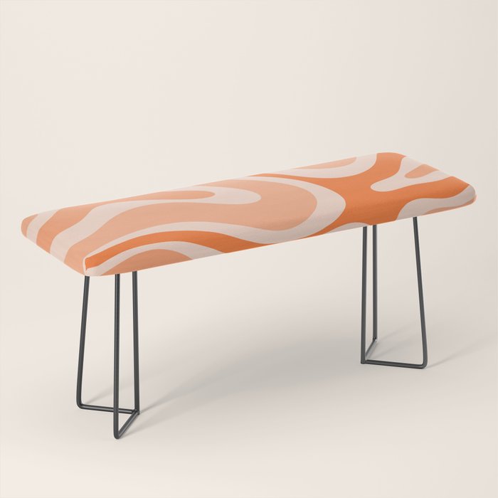 Modern Retro Liquid Swirl Abstract in Tangerine Orange Bench Gallery Image 1