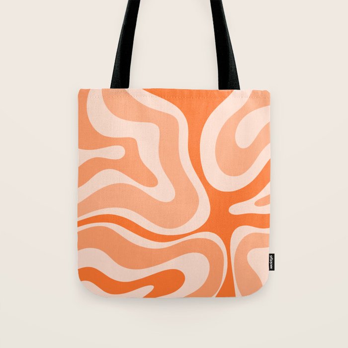Modern Retro Liquid Swirl Abstract in Tangerine Orange Tote Bag Gallery Image 1