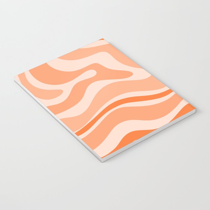 Modern Retro Liquid Swirl Abstract in Tangerine Orange Notebook Gallery Image 3