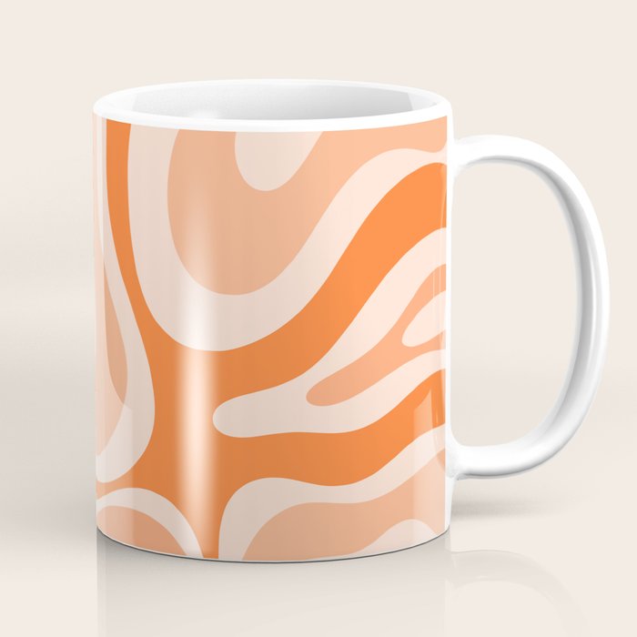 Modern Retro Liquid Swirl Abstract in Tangerine Orange Coffee Mug Gallery Image 1