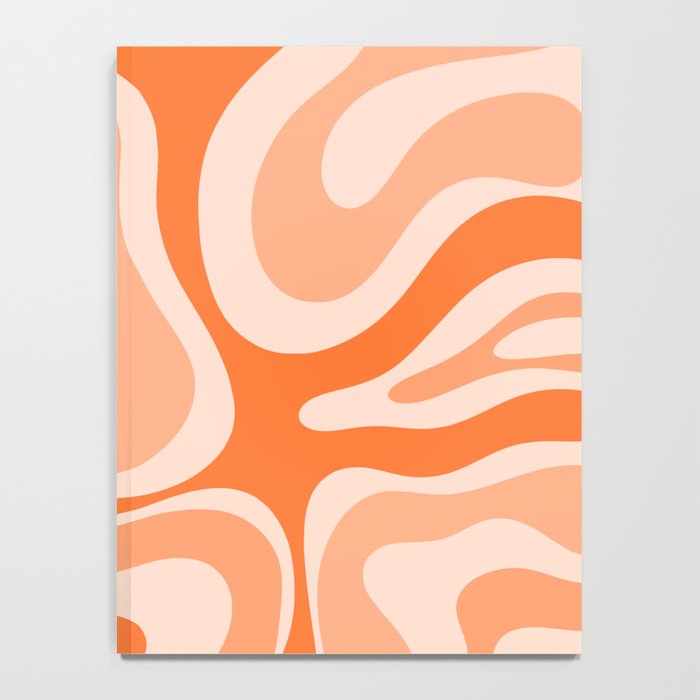 Modern Retro Liquid Swirl Abstract in Tangerine Orange Notebook Gallery Image 4