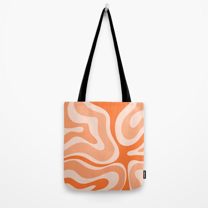 Modern Retro Liquid Swirl Abstract in Tangerine Orange Tote Bag Gallery Image 2