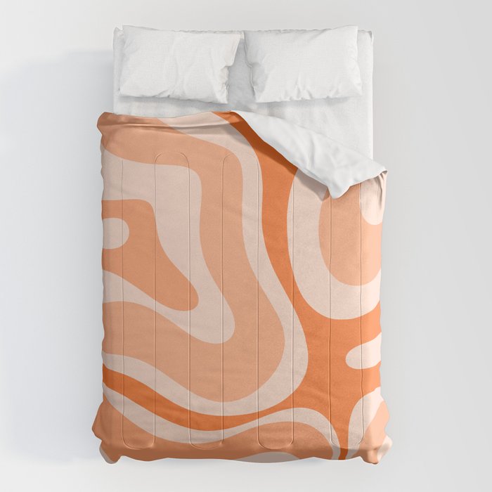 Modern Retro Liquid Swirl Abstract in Tangerine Orange Comforter Gallery Image 1