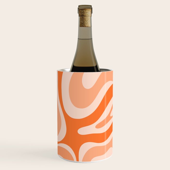 Modern Retro Liquid Swirl Abstract in Tangerine Orange Wine Chiller Gallery Image 3