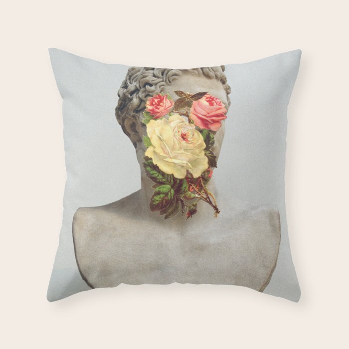 Bust With Flowers Throw Pillow Gallery Image 1