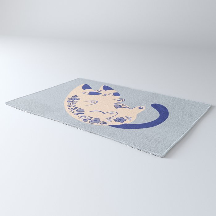 Purrcelin Cat Butt - Charming Delft Pottery Kitty Rug Gallery Image 3