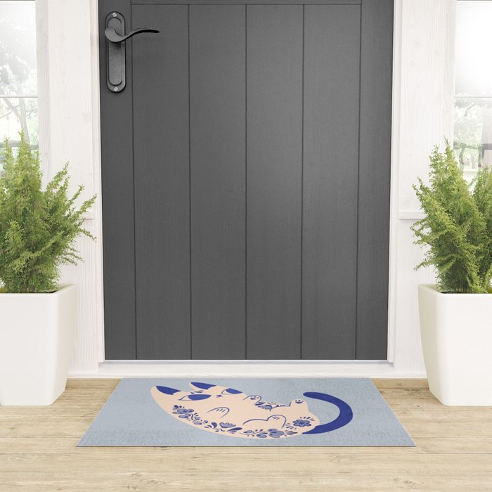 Purrcelin Cat Butt - Charming Delft Pottery Kitty Welcome Mat Gallery Image 3