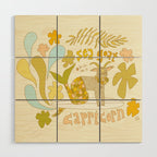 Capricorn surf zodiac sea goat // retro art by surfy birdy Wood Wall Art Gallery Image 1