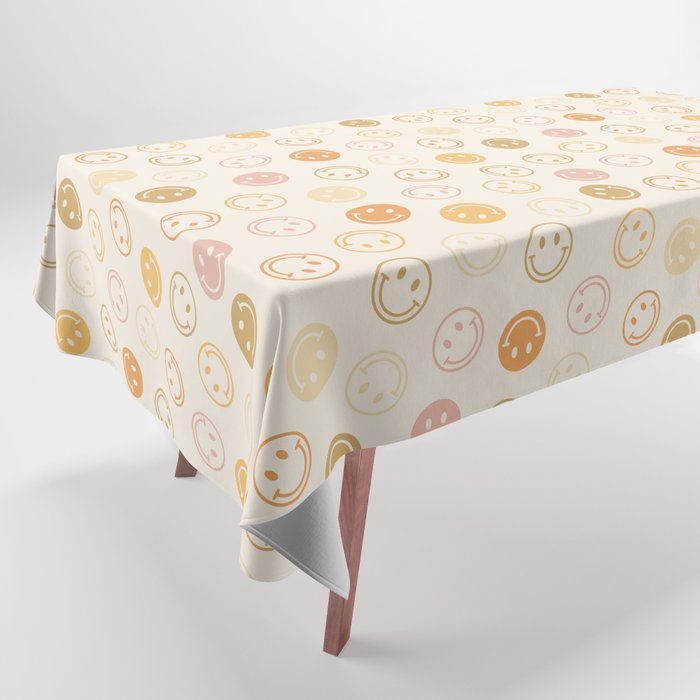 Neutral Smiley Face Pattern Tablecloth Gallery Image 1