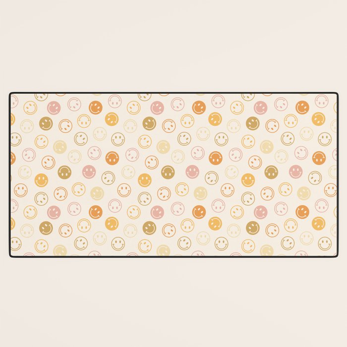 Neutral Smiley Face Pattern Desk Mat Gallery Image 3