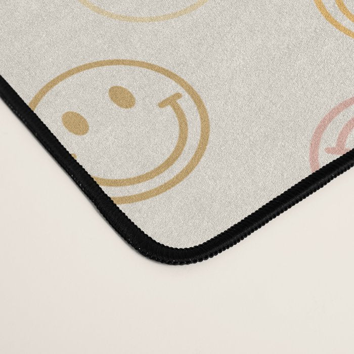 Neutral Smiley Face Pattern Desk Mat Gallery Image 4