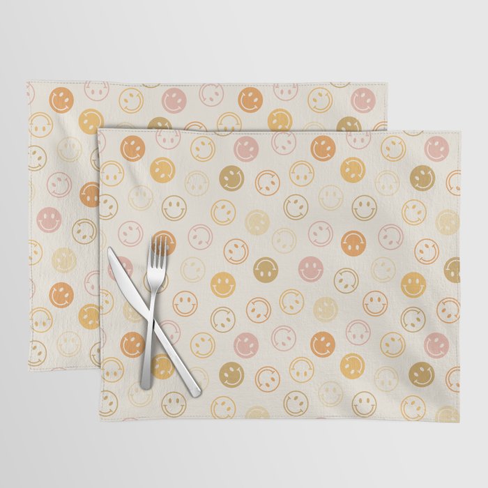 Neutral Smiley Face Pattern Placemat Gallery Image 1