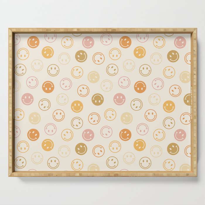 Neutral Smiley Face Pattern Serving Tray Gallery Image 1