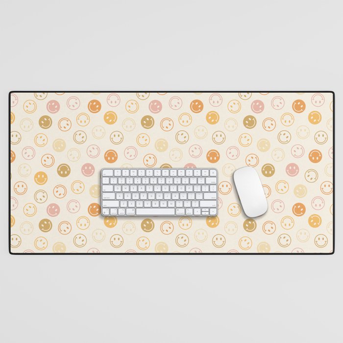 Neutral Smiley Face Pattern Desk Mat Gallery Image 1
