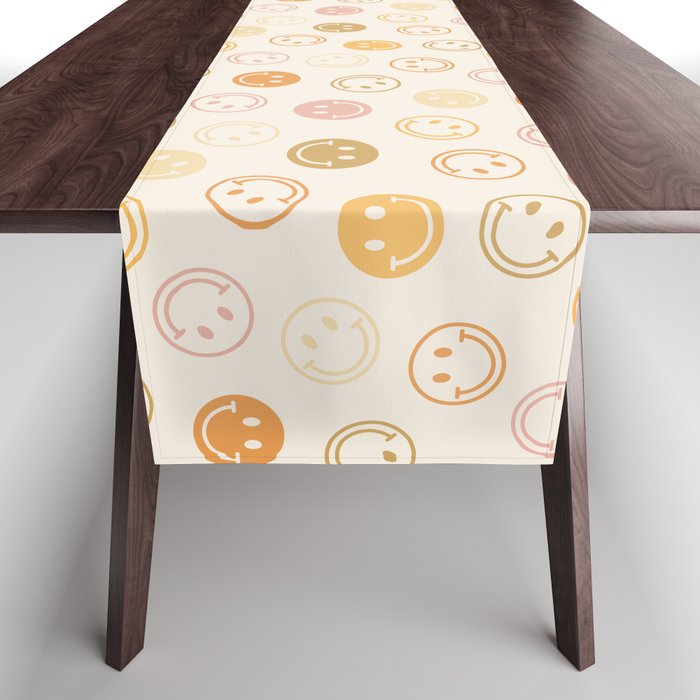 Neutral Smiley Face Pattern Table Runner Gallery Image 1