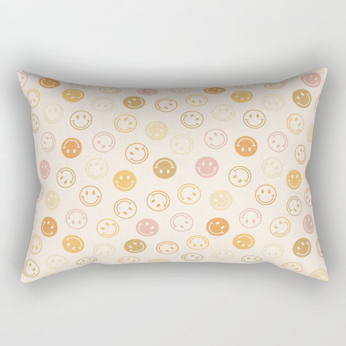 Neutral Smiley Face Pattern Rectangular Pillow Gallery Image 2