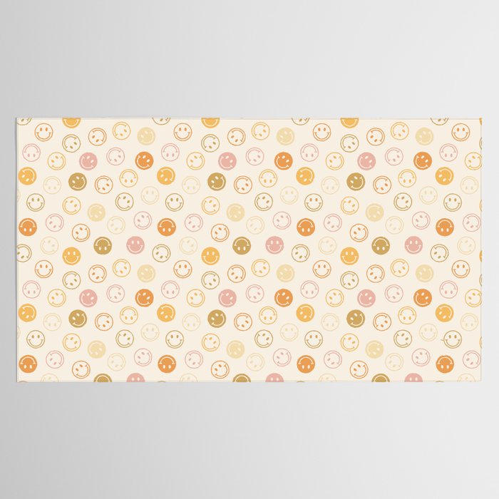Neutral Smiley Face Pattern Tablecloth Gallery Image 2