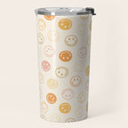 Neutral Smiley Face Pattern Travel Mug Gallery Image 2